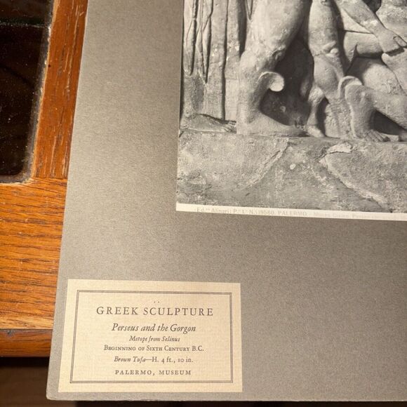 Vintage Perseus & the Gorgon Metope From Selinus Mounted Greek Photo Palermo - Picture 2 of 6